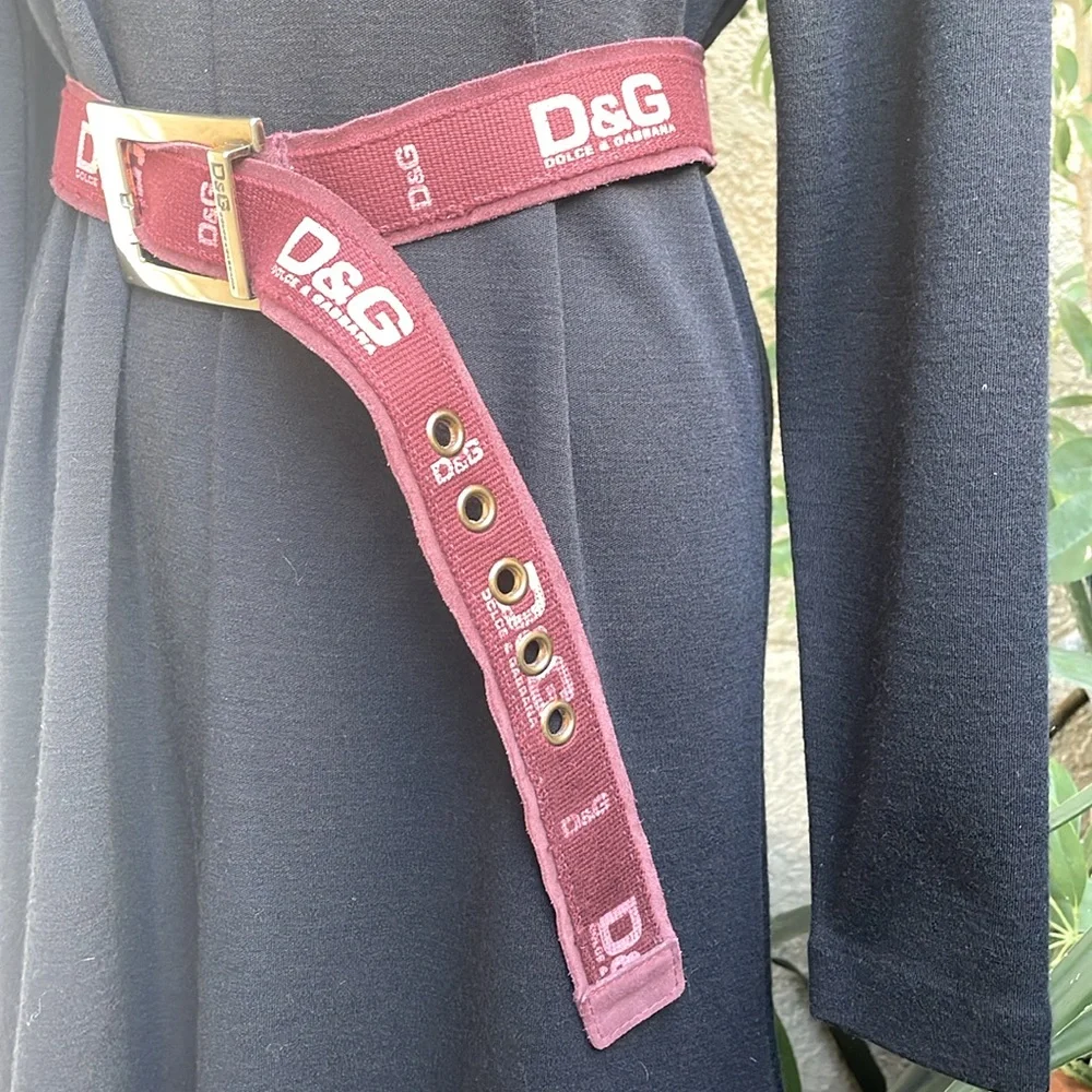 Vintage burgundy/pink Dolce & Gabbana leather/canvas large belt